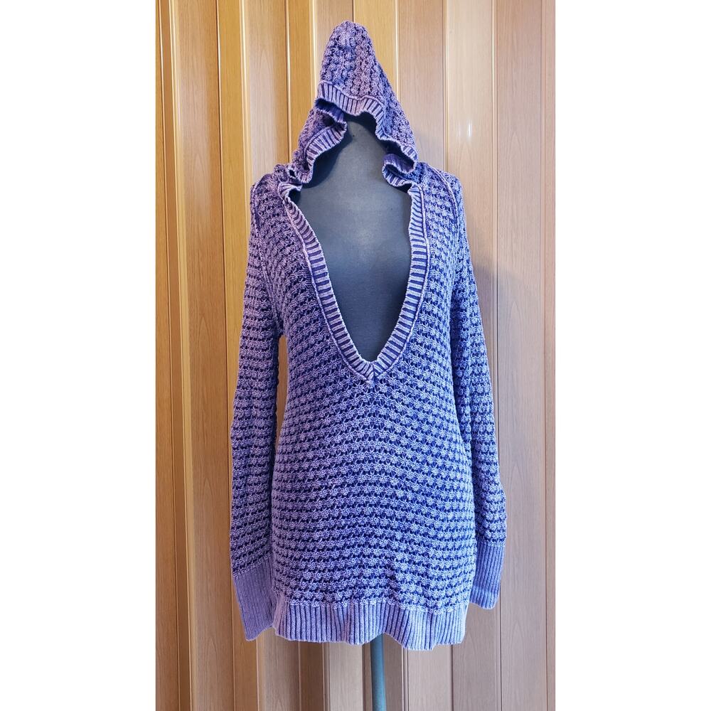 Maurices cotton large purple pullover crochet sweater